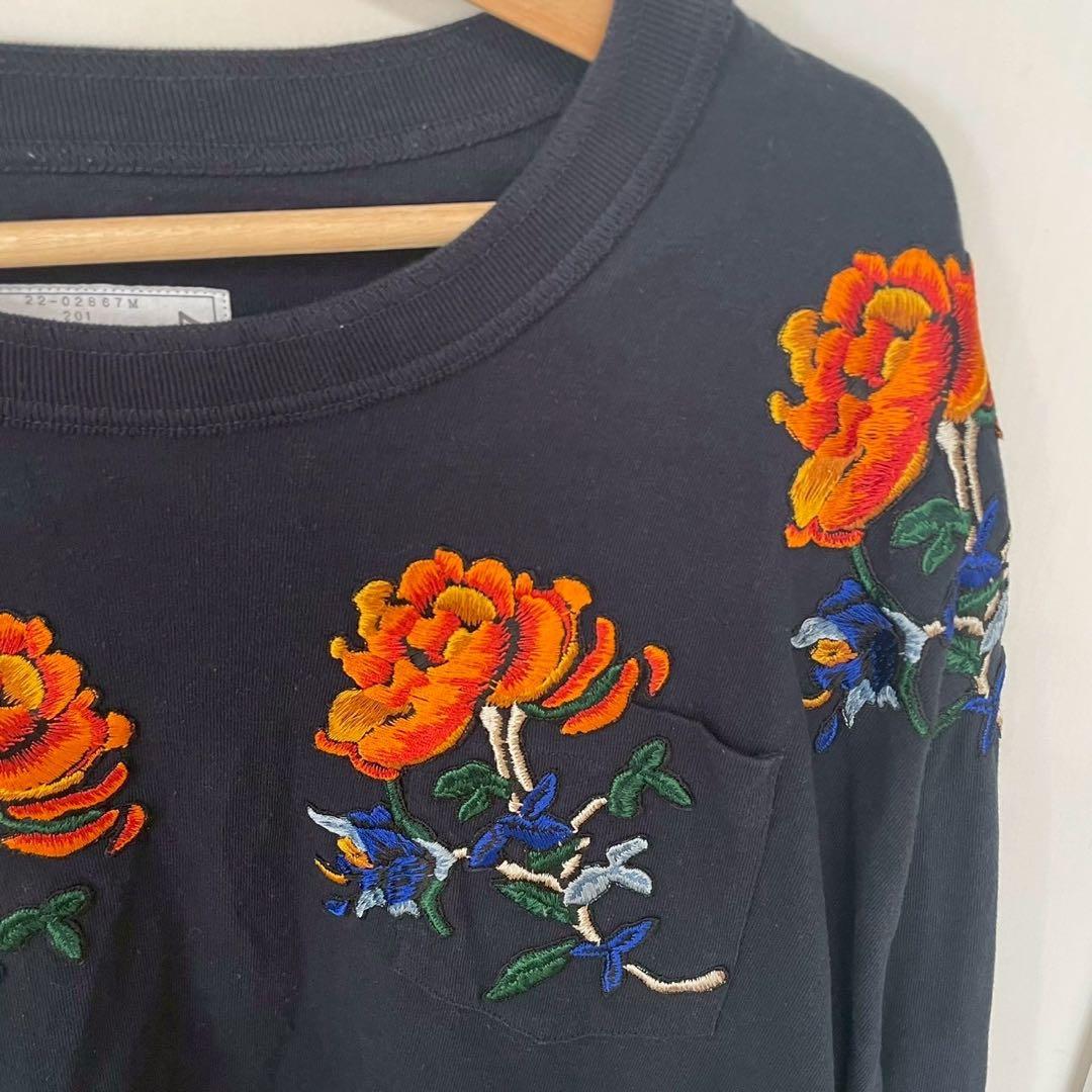 sacai サカイ　フラワー　刺繍　ロングスリーブtシャツ　ロンt 花柄