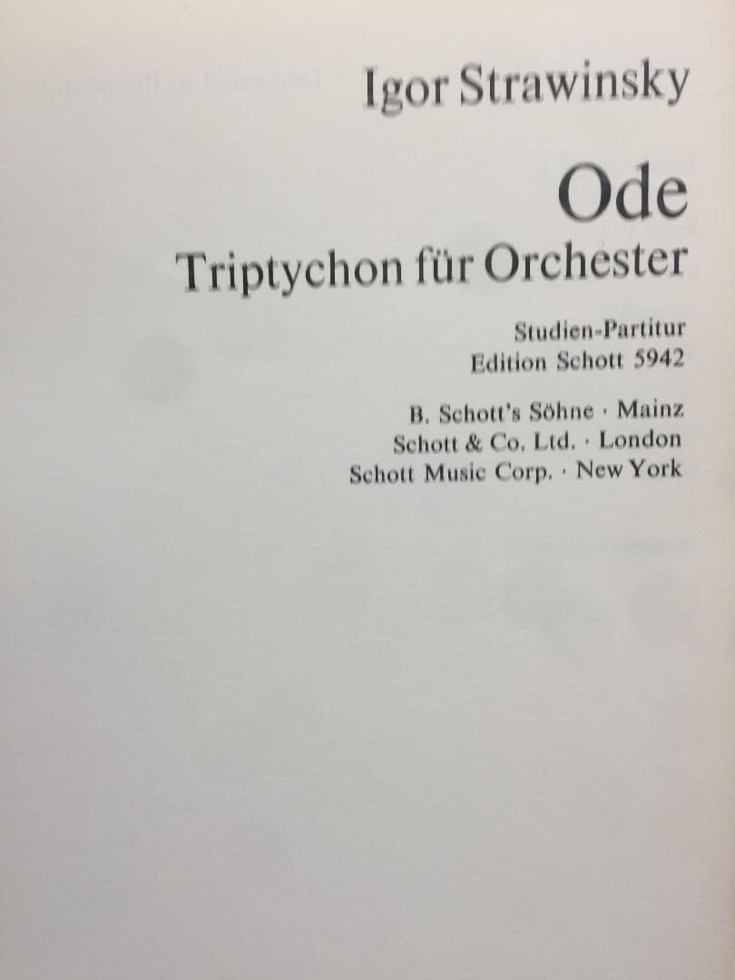 新規、Strawinsky Collection Score 2