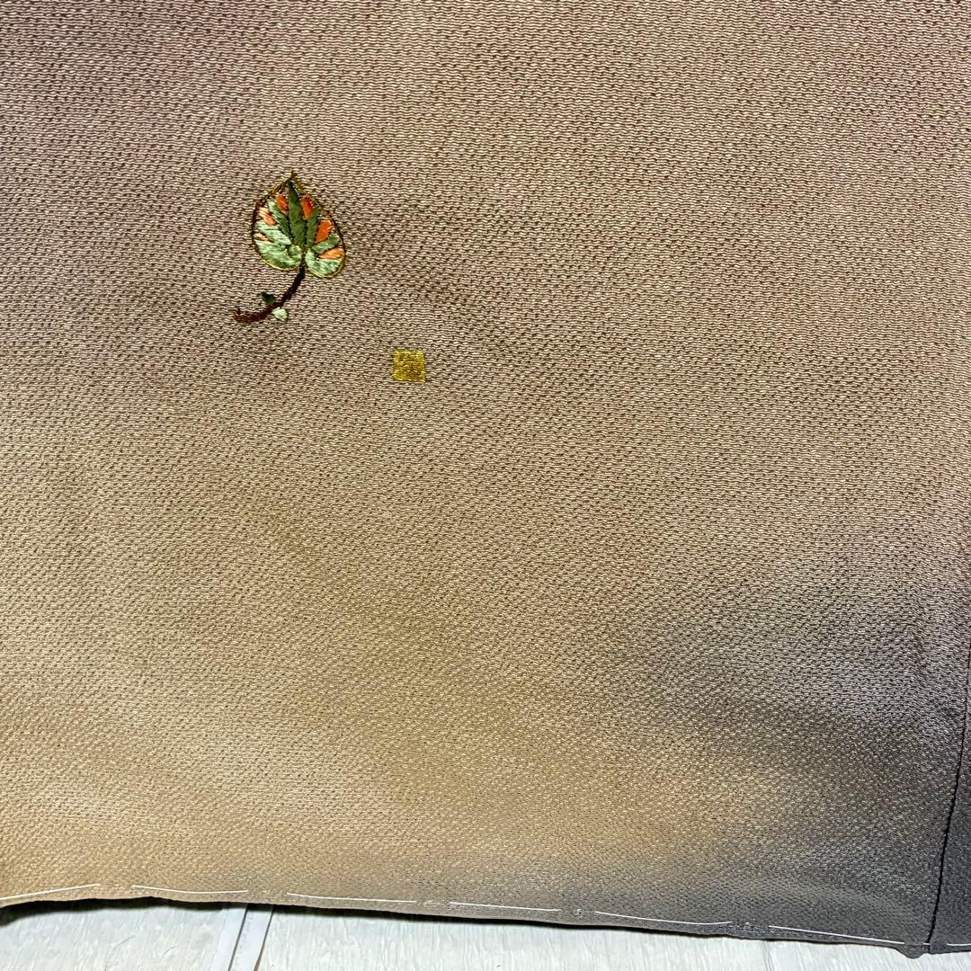 D113訪問着 ホリヒロシ 葵 刺繍 縫い紋 正絹着物 袷 しつけ糸未使用極美品