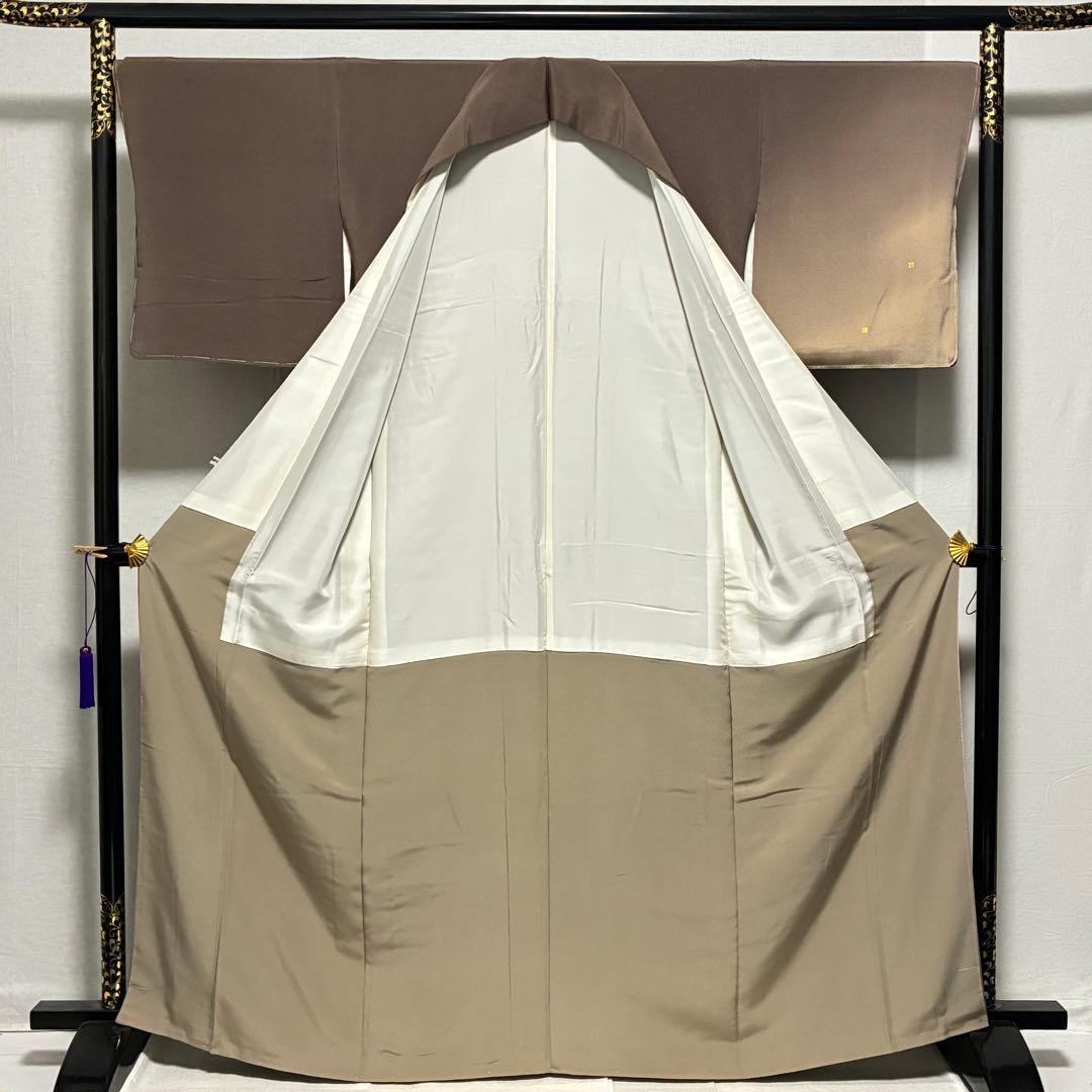 D113訪問着 ホリヒロシ 葵 刺繍 縫い紋 正絹着物 袷 しつけ糸未使用極美品