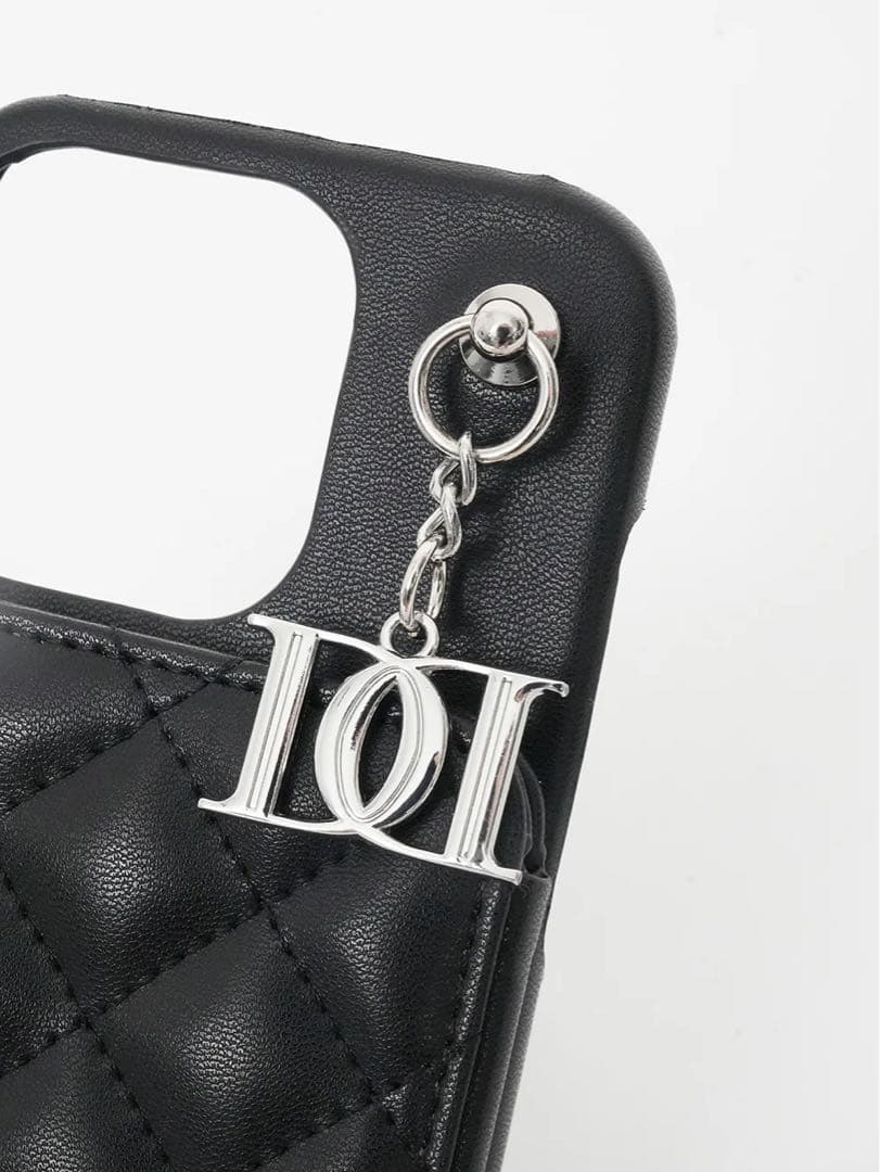 キルティングミラーDDチャームiPhoneケース iPhone17 17 黒