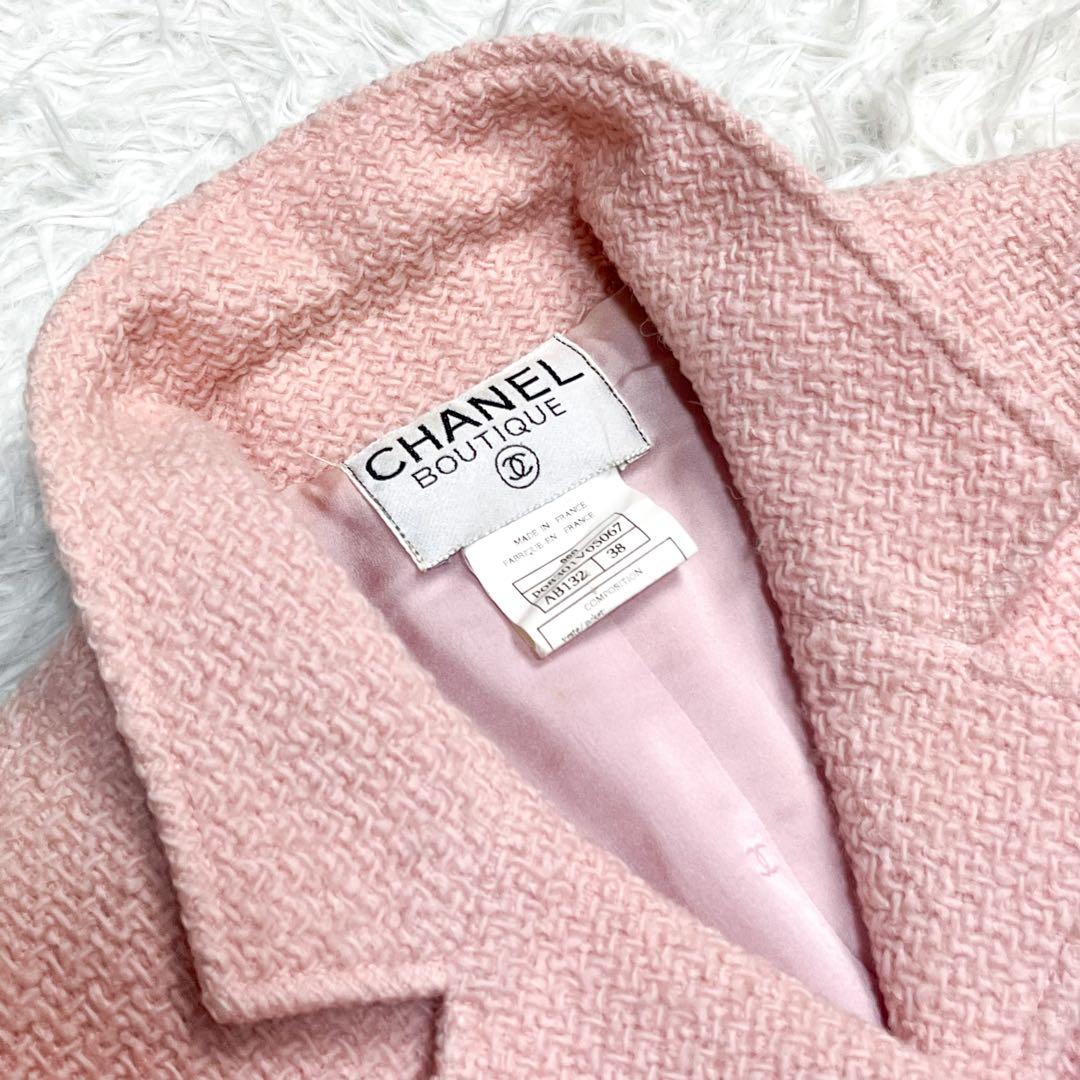 CHANEL 96A グリポアボタン ツイードジャケット チェーン アルパカ