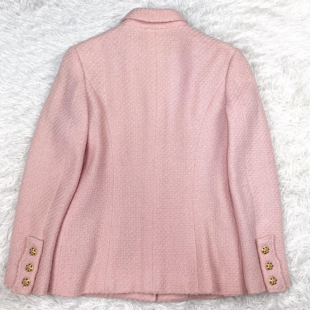 CHANEL 96A グリポアボタン ツイードジャケット チェーン アルパカ