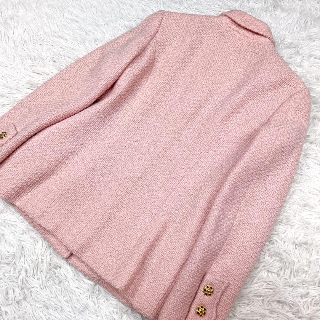 CHANEL 96A グリポアボタン ツイードジャケット チェーン アルパカ
