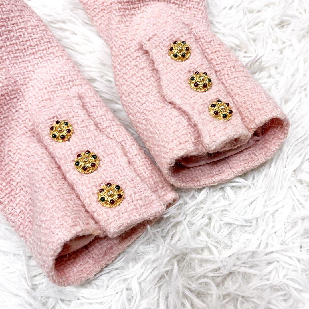 CHANEL 96A グリポアボタン ツイードジャケット チェーン アルパカ