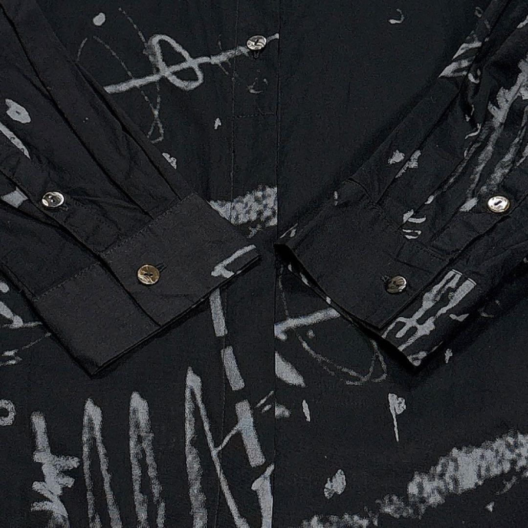 美品✨モユル　センソユニコ　シャツワンピース　アート　総柄　バンドカラー　前開き