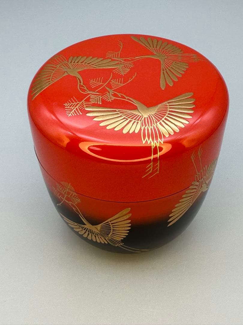 茶道具　棗　中村恭蔵　松食鶴蒔絵