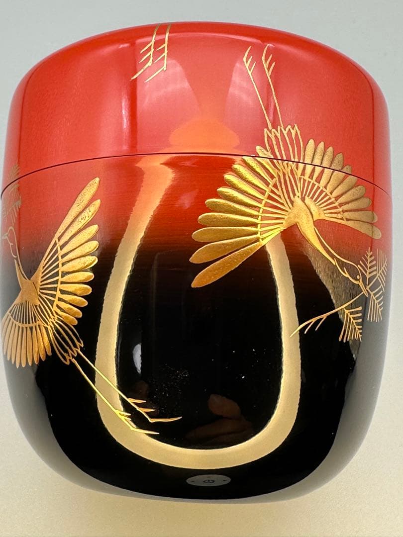 茶道具　棗　中村恭蔵　松食鶴蒔絵