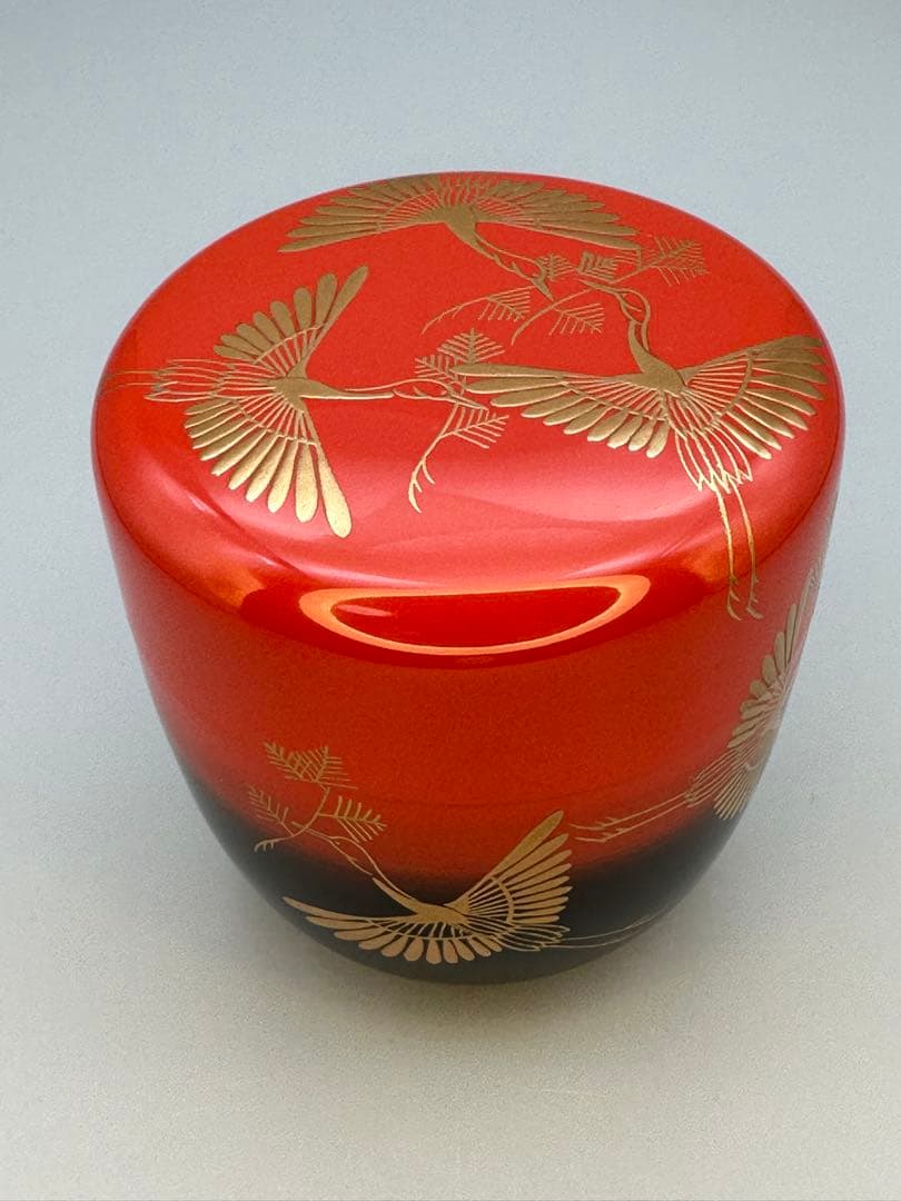 茶道具　棗　中村恭蔵　松食鶴蒔絵