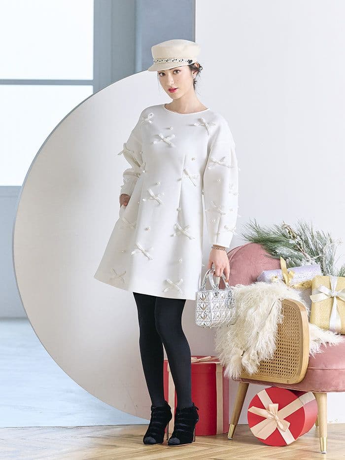 美品✨【Chesty×Ayano コラボ】ベロアリボン×パールワンピース (1)