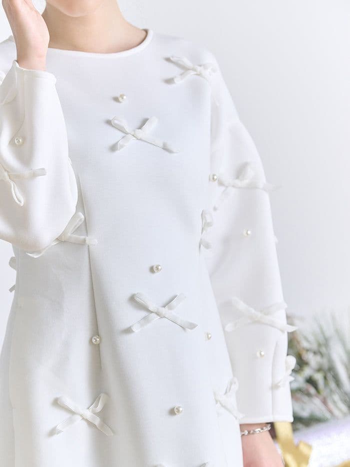 美品✨【Chesty×Ayano コラボ】ベロアリボン×パールワンピース (1)