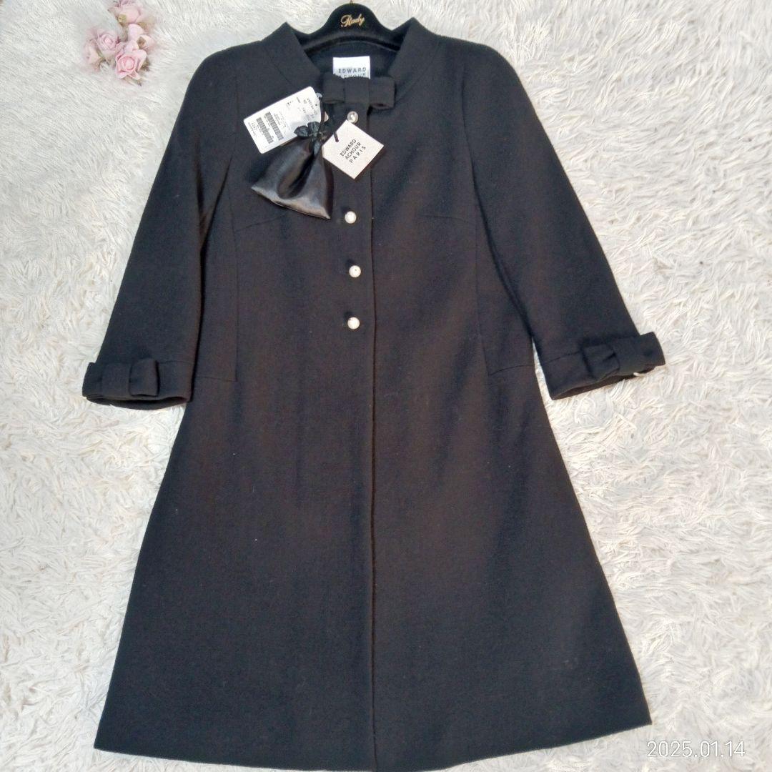 新品　16万　EDWARDACHOUR PARIS 　パール　ノーカラーコート
