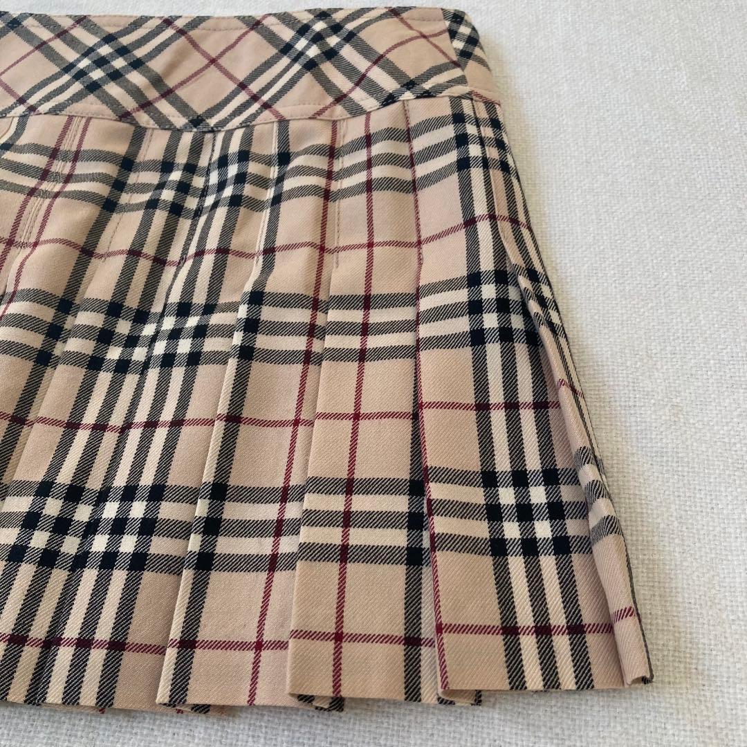 バーバリーブルーレーベル　プリーツスカート　ノバチェック　ベルト　フリンジ　38
