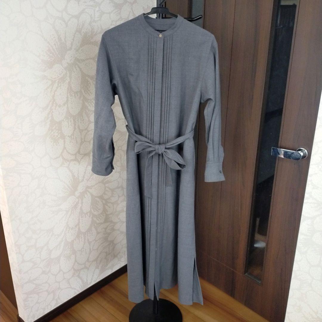 23区 ウールストレッチツイル シャツワンピース グレー