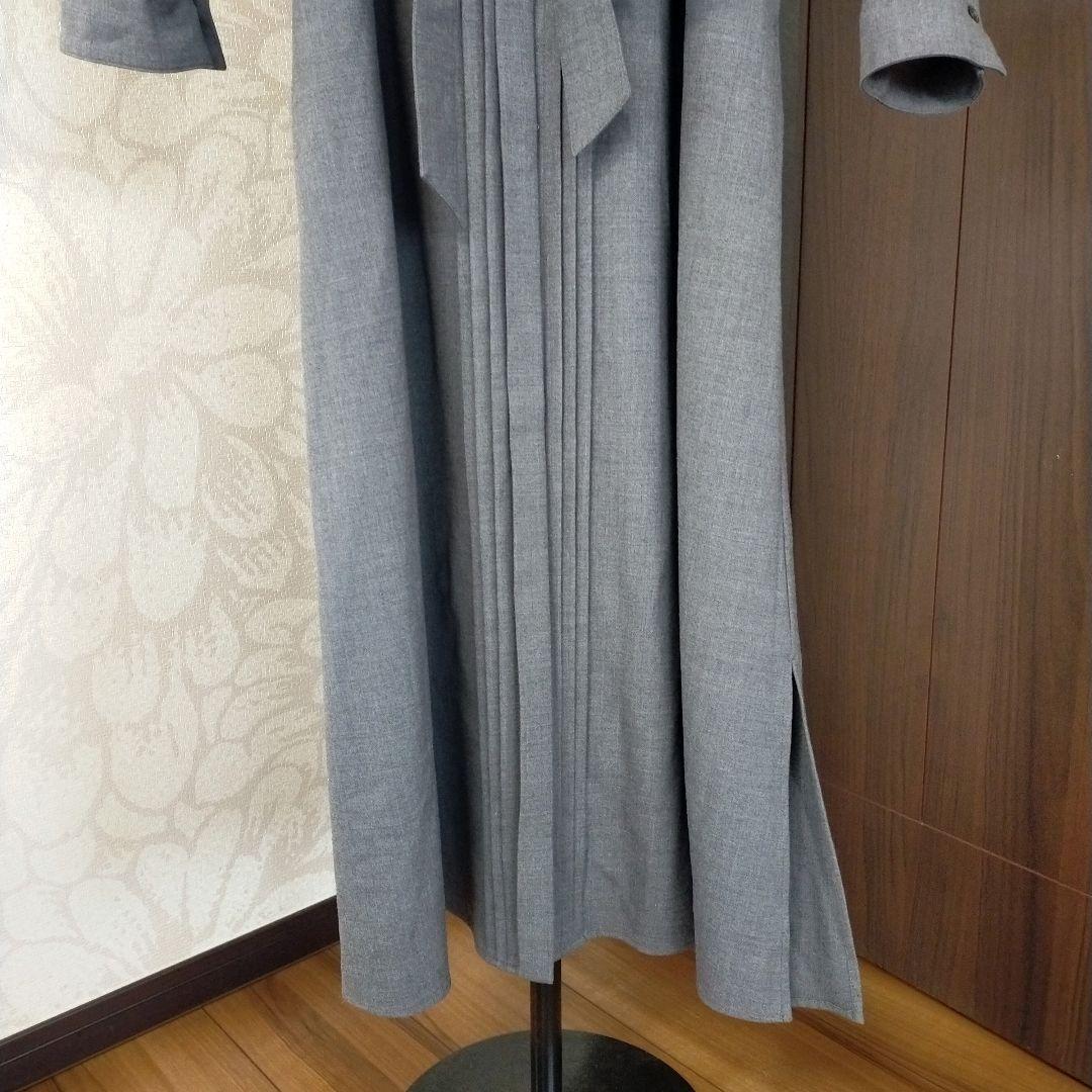 23区 ウールストレッチツイル シャツワンピース グレー