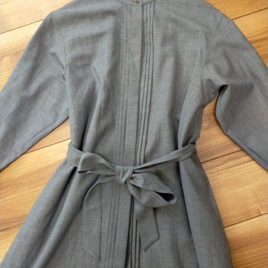 23区 ウールストレッチツイル シャツワンピース グレー