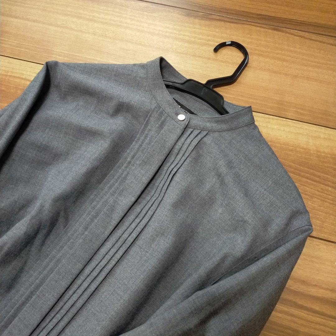 23区 ウールストレッチツイル シャツワンピース グレー