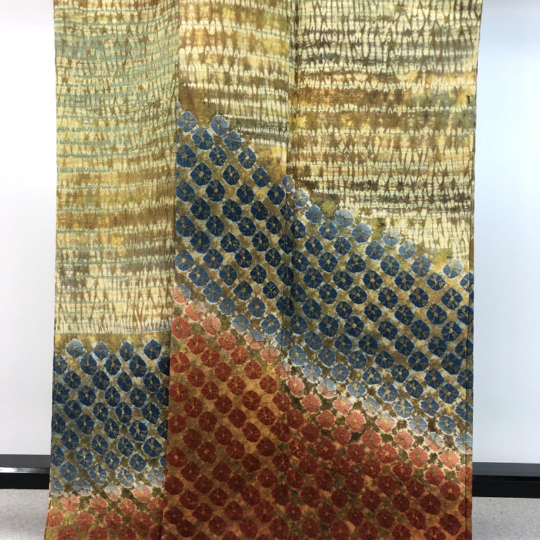 ☆ 付下げ 菅原工房 菅原結 漢方染 絞り 蝋色 トールサイズ K-5386