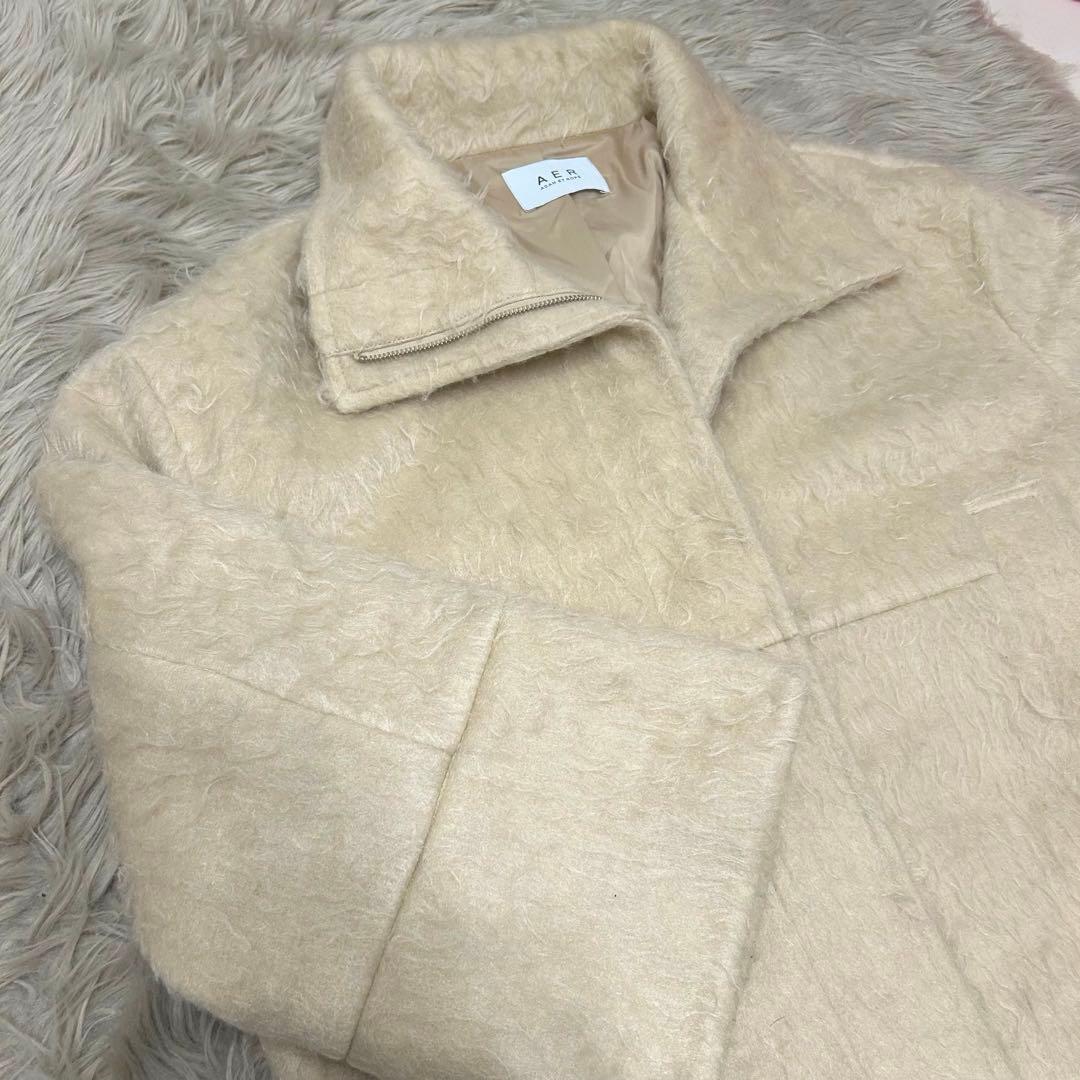 アダムエロペ スタンドカラーミドルコクーンコート