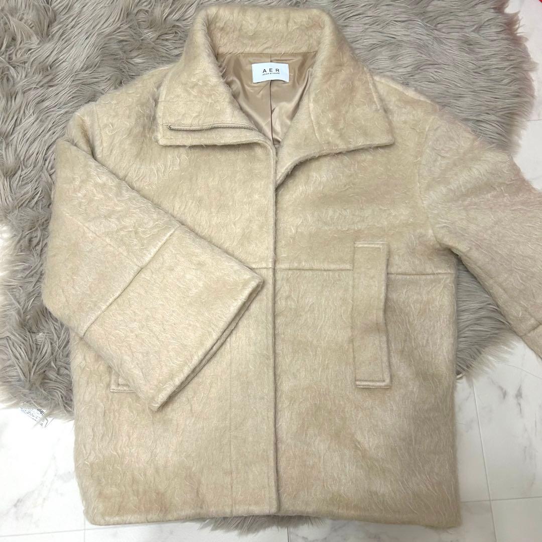 アダムエロペ スタンドカラーミドルコクーンコート