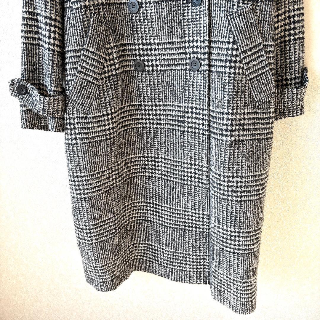 美品スピックアンドスパン⭐️チェック シルク混 ウールチェスターコート 36