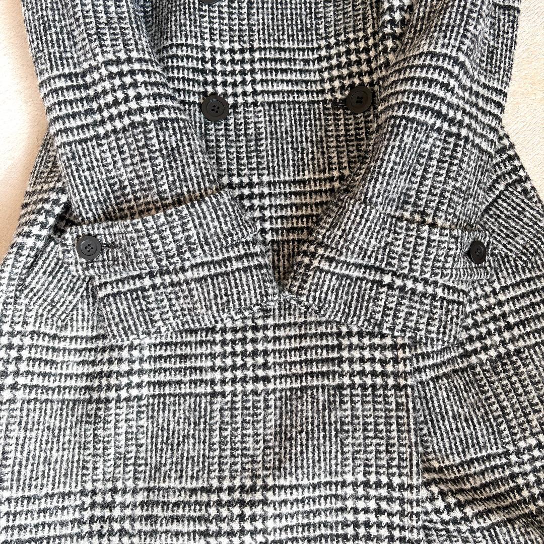 美品スピックアンドスパン⭐️チェック シルク混 ウールチェスターコート 36