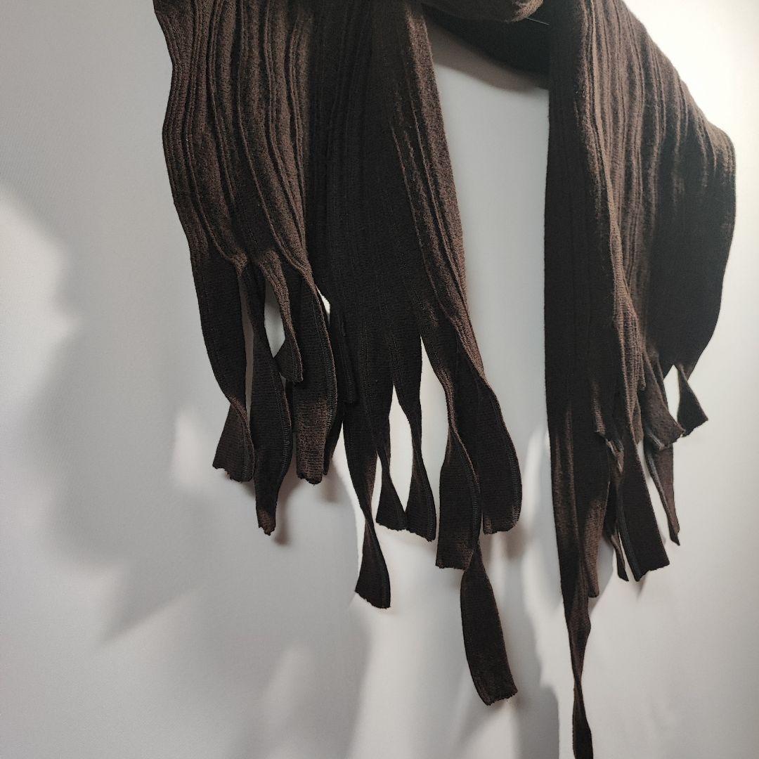 アイザックセラム ストール マフラー ウール ダメージ加工 カシミヤ フリンジ