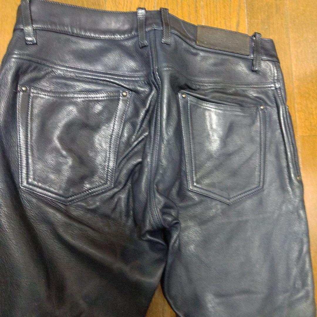 5351レザーパンツ（色ネイビー）検　メンズファッション　革パン