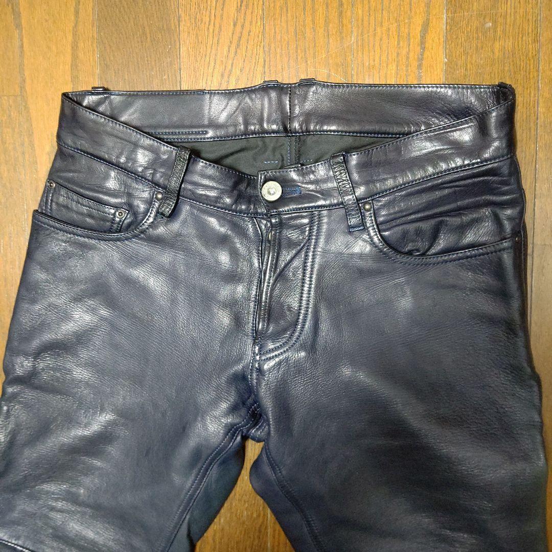 5351レザーパンツ（色ネイビー）検　メンズファッション　革パン