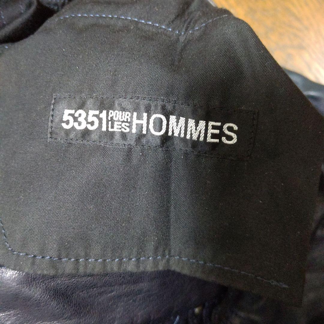 5351レザーパンツ（色ネイビー）検　メンズファッション　革パン