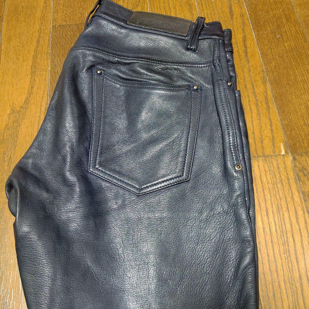 5351レザーパンツ（色ネイビー）検　メンズファッション　革パン