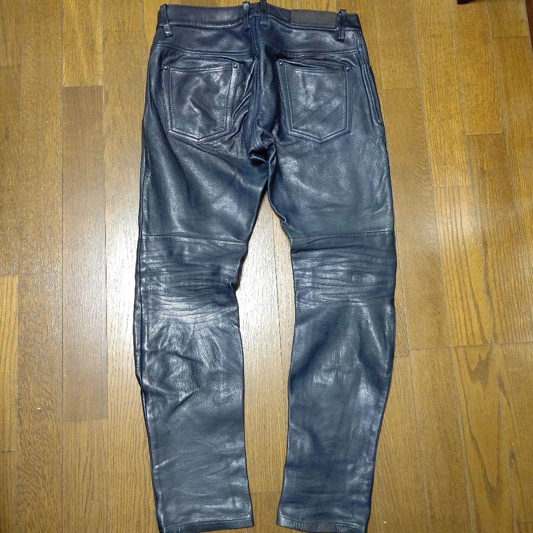 5351レザーパンツ（色ネイビー）検　メンズファッション　革パン