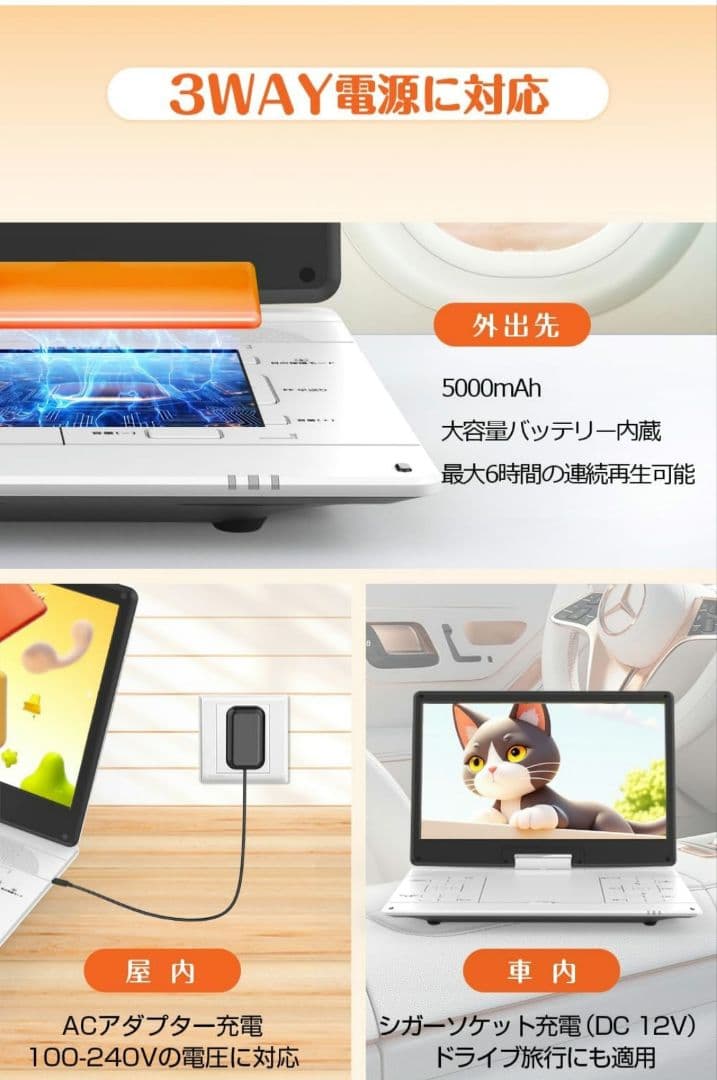 15.6インチ DVDプレーヤー 目の保護モード搭載