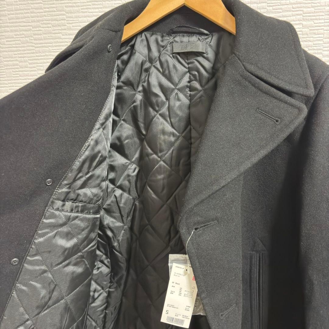 【新品タグ付き】 UNIQLO Pコート ウール 混紡 ブラック Sサイズ