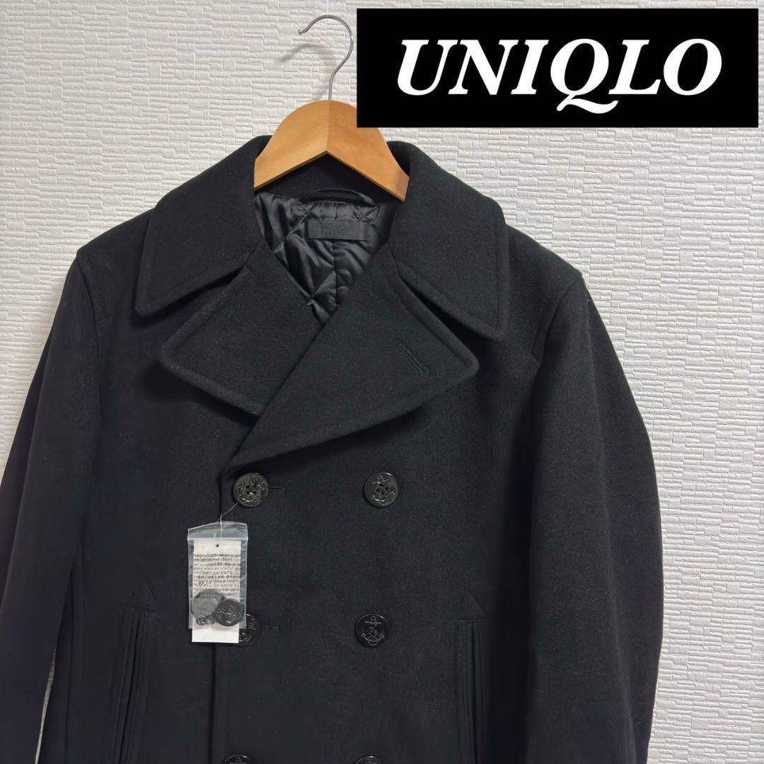 【新品タグ付き】 UNIQLO Pコート ウール 混紡 ブラック Sサイズ
