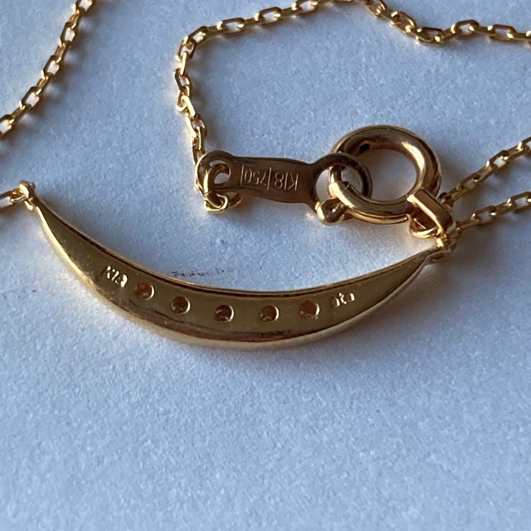エテ　k18 ダイヤモンドネックレス　イエローゴールド　月　ムーン