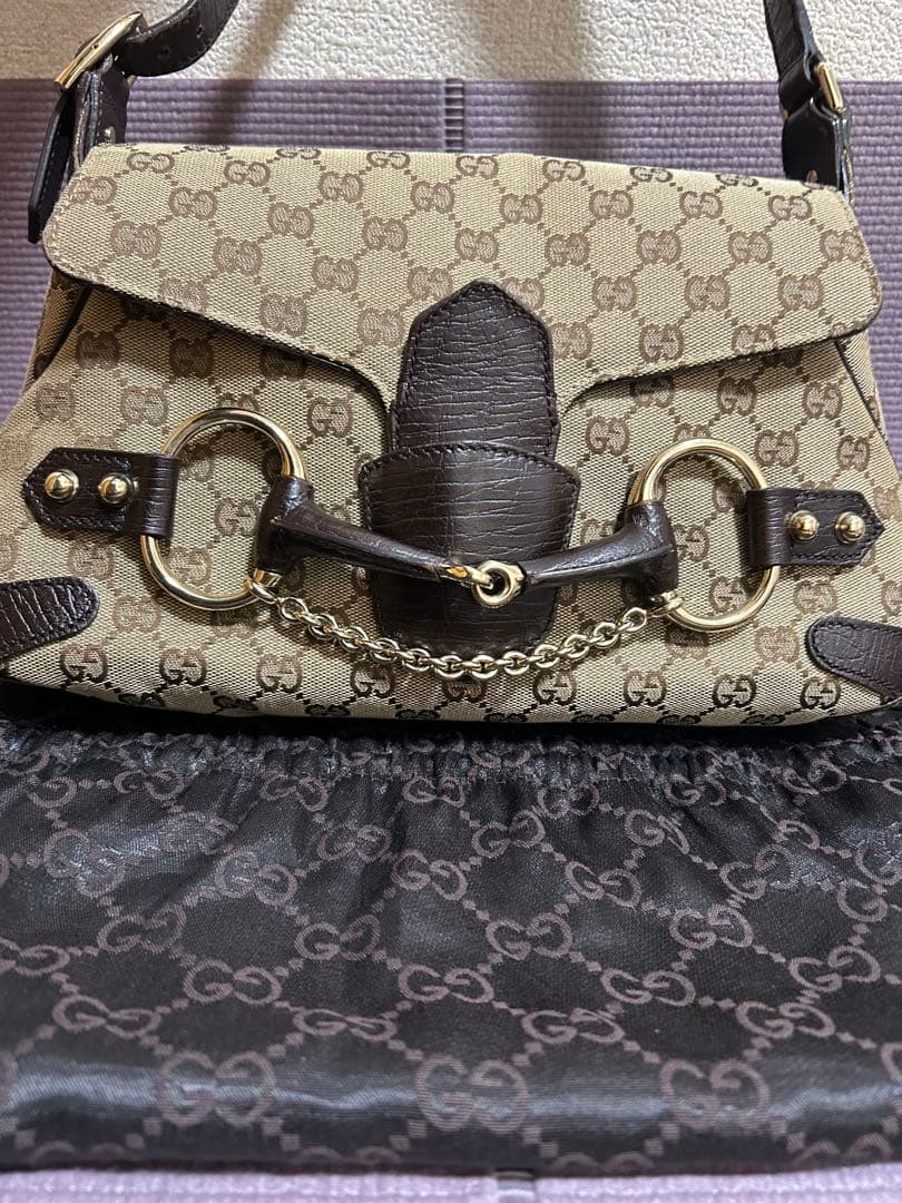M*a様 希少 GUCCI ホースビット ショルダーバッグ GGキャンバス
