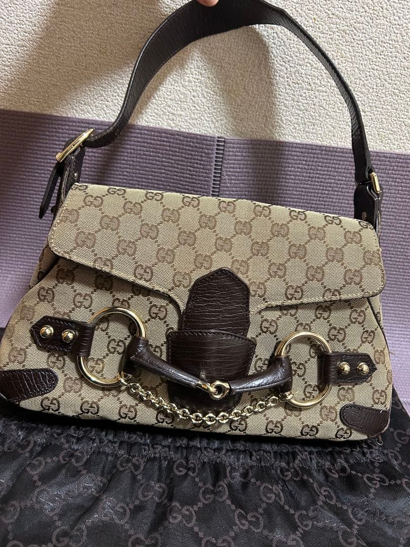M*a様 希少 GUCCI ホースビット ショルダーバッグ GGキャンバス