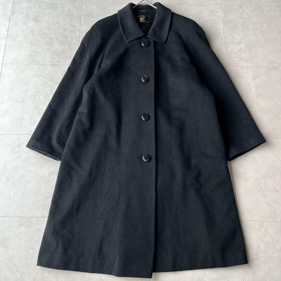 美品✨ 最高級カシミヤ100% ロングコート 上質ブラック 黒 9号　M