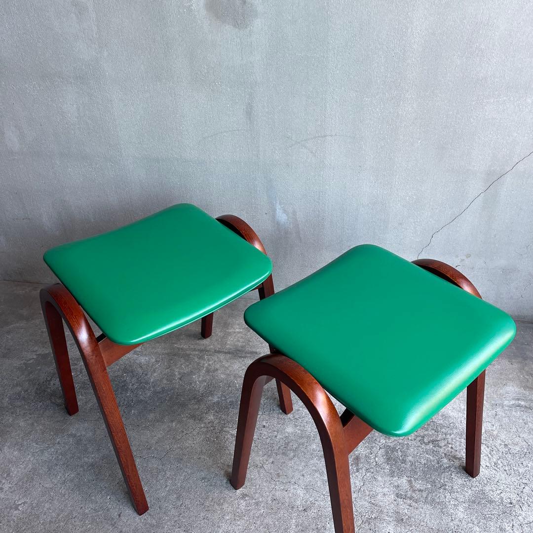 美品　秋田木工　スタッキング スツール 剣持勇　2脚