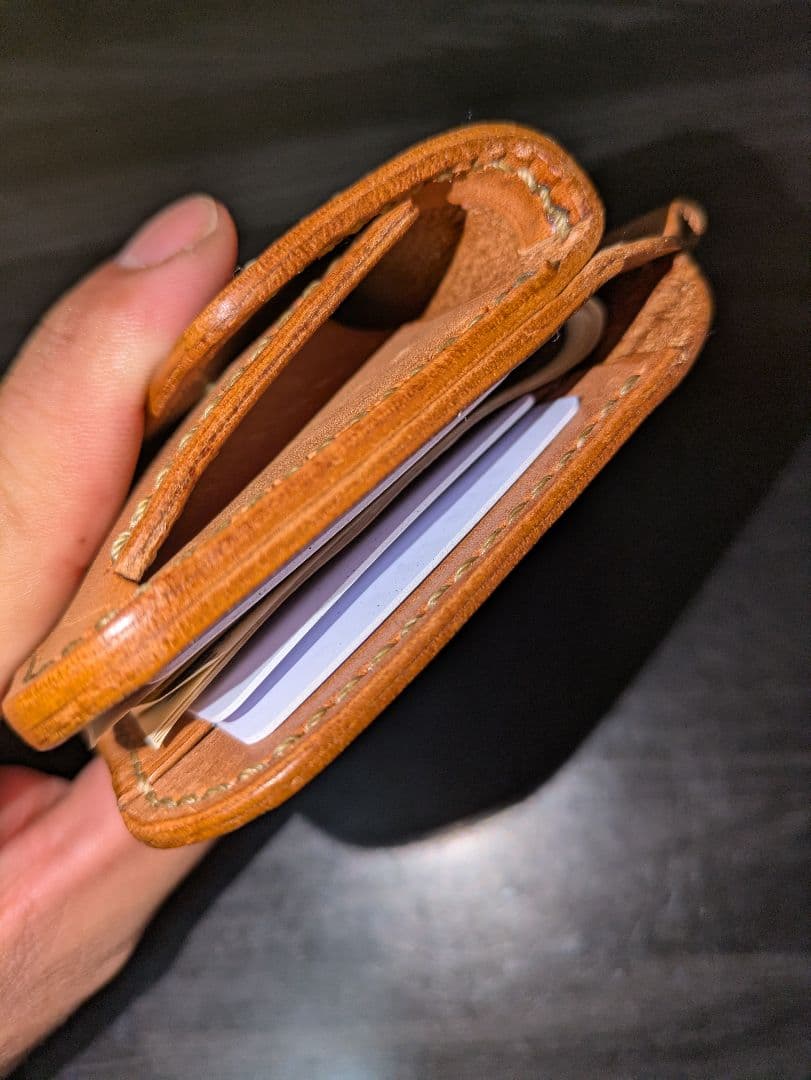 イタリアンレザー マネークリップ式 コンパクト財布 本革 総手縫い ハンドメイド