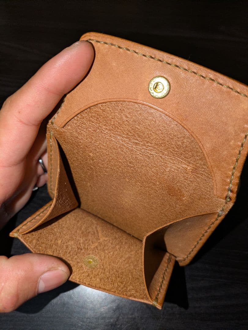 イタリアンレザー マネークリップ式 コンパクト財布 本革 総手縫い ハンドメイド