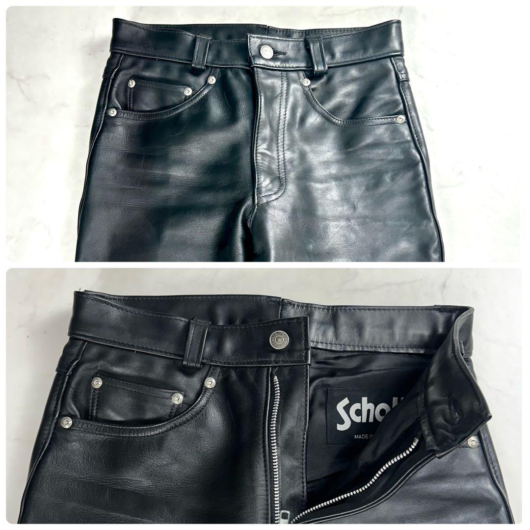 美品✨ ショット レザーパンツ USA製 ブラック W28