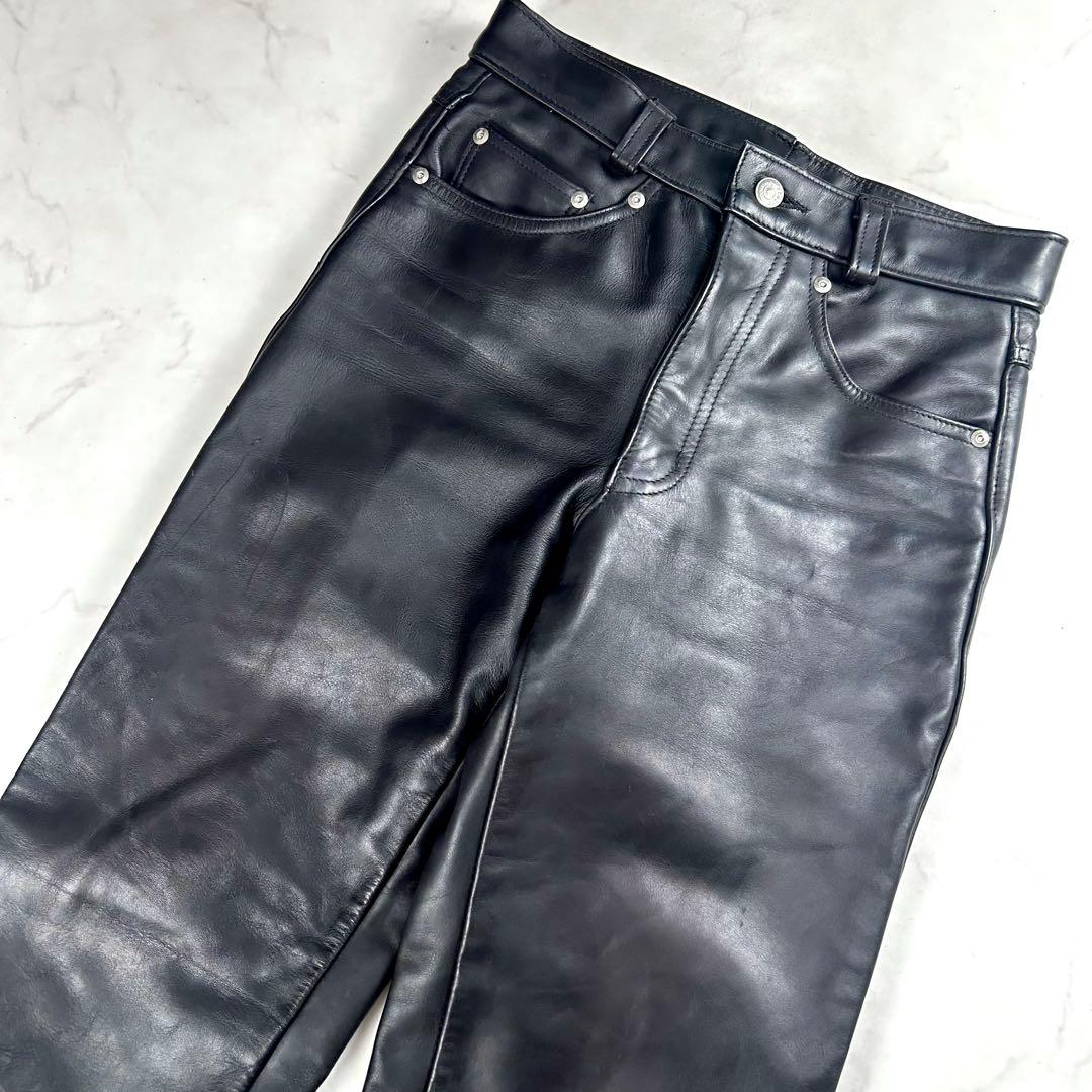 美品✨ ショット レザーパンツ USA製 ブラック W28