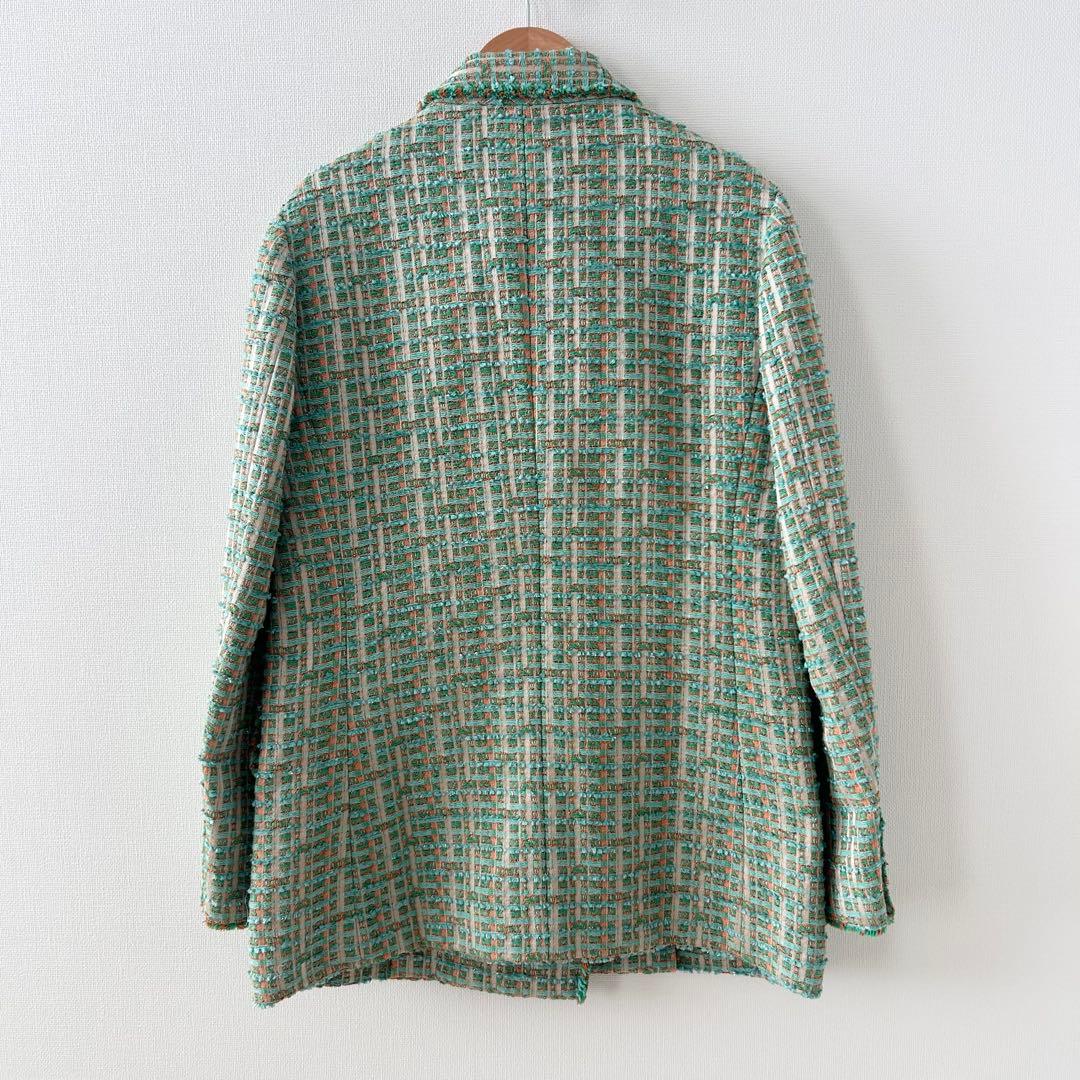 Ballsey ミックスツイード フリンジテーラードジャケット　グリーン　36