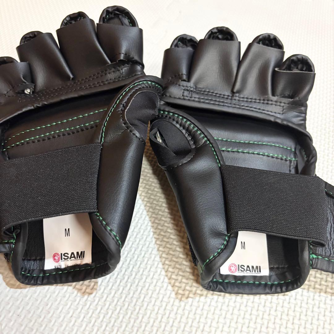 【未使用】RIZIN ISAMI グリーン オープンフィンガーグローブ Mサイズ