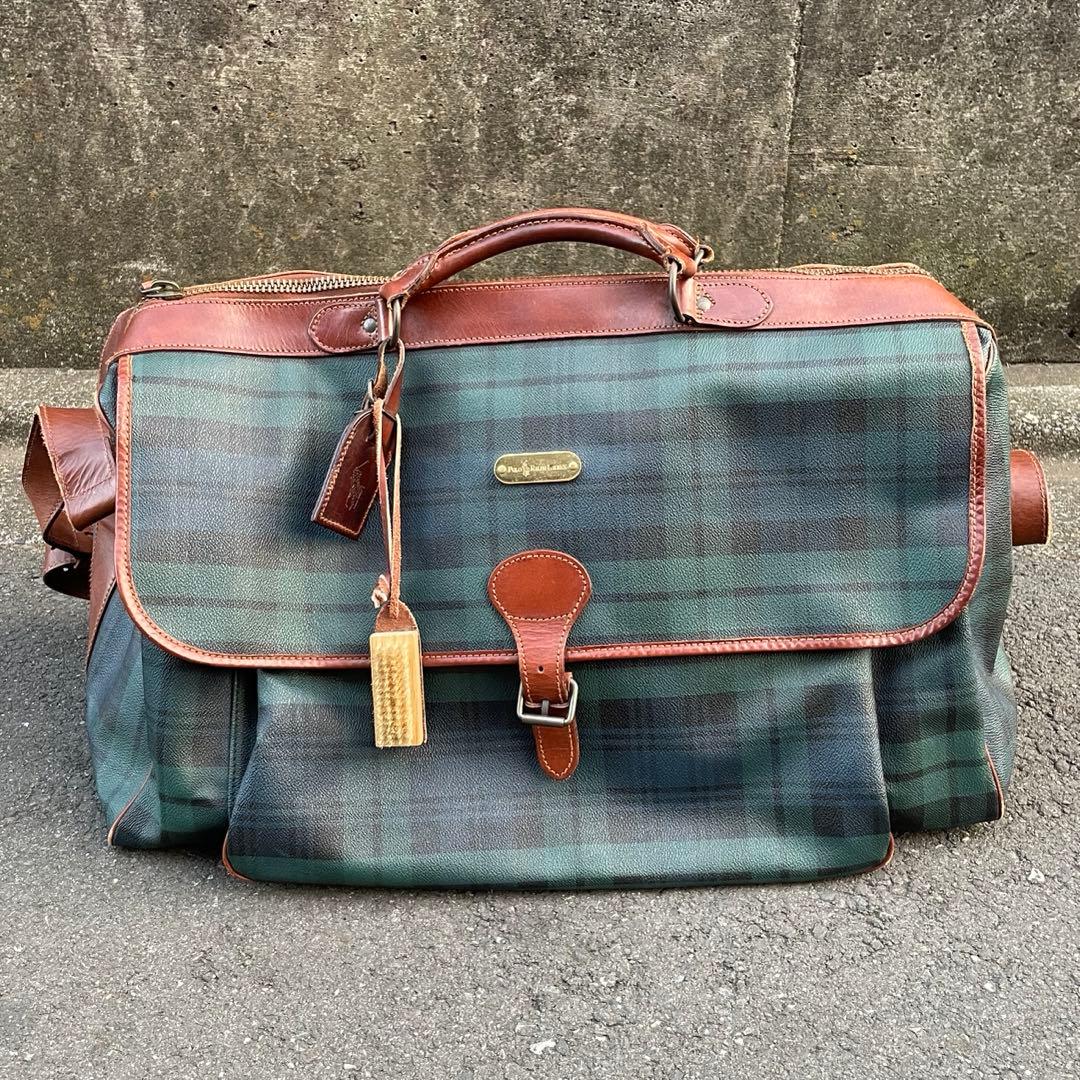 【名作】ポロラルフローレン　ボストンバッグ　2WAY ブラックウォッチ PVC