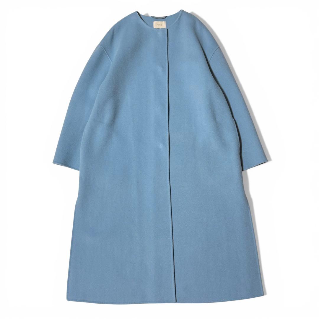 極美品✨️定価7.5万　ルフィル　ストール付きソフトウールリバーノーカラーコート﻿