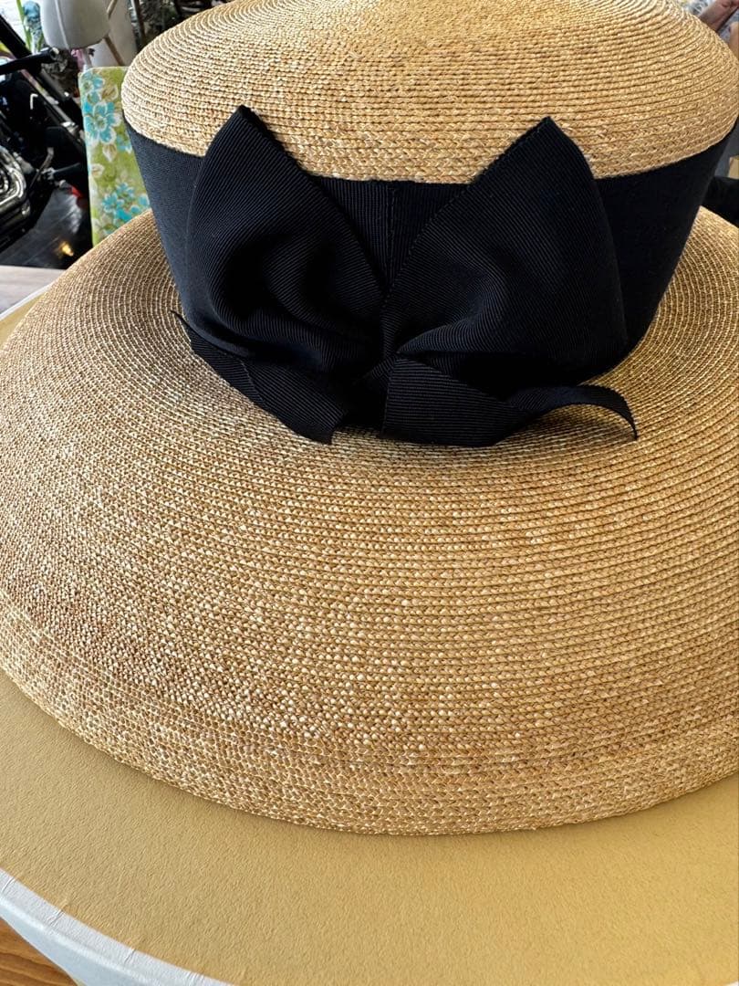 GK フォクシー　ブティック　リボン　ストロー　ハット　麦わら帽子
