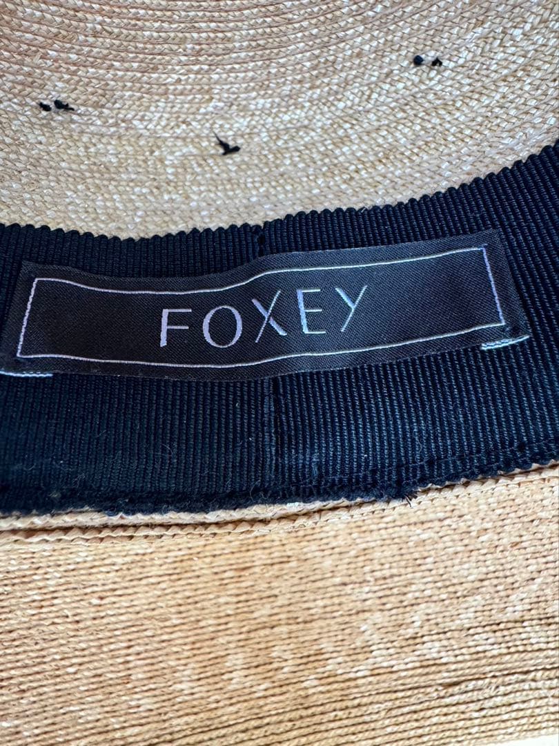 GK フォクシー　ブティック　リボン　ストロー　ハット　麦わら帽子